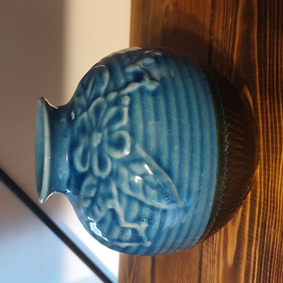 Vintage Accents Vintage Vietnamese Hand Drip Glazed Blue Floral